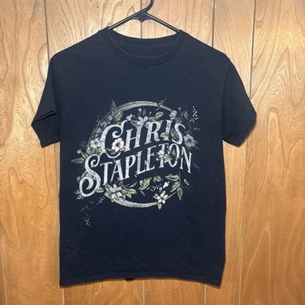 Chris Stapleton Black Floral Graphic T-Shirt Size Small Country Music Tour Tee